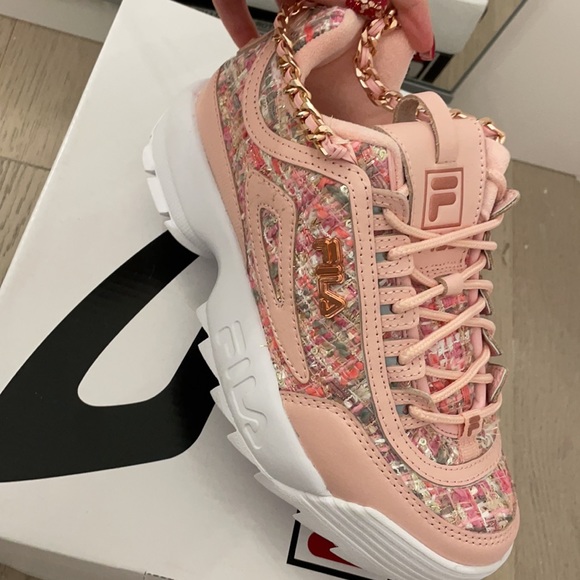 Fila Disruptor II Pink Tweed Platform Sneakers - Picture 2 of 7
